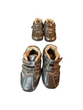 Smartfit Boys Size 6 Brown Sneakers 2 Pair Lot Hook and Loop Shoes